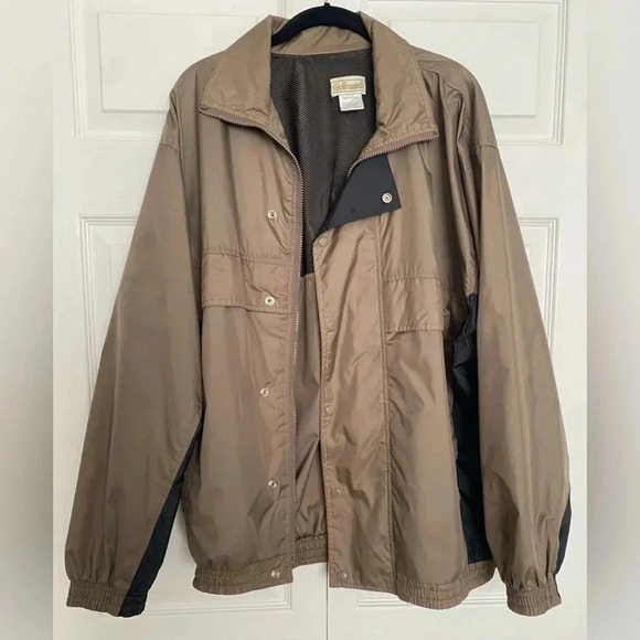 Vintage Golfsmith Golf Nylon Vented Windbreaker Jacket Brown/Black Men's Lg EUC - Picture 4 of 10